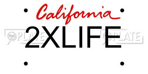 2XLIFE California License Plate