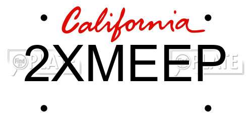 2XMEEP California License Plate