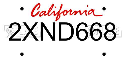 2XND668 California License Plate