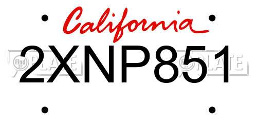 2XNP851 California License Plate