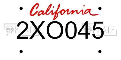 2XO045 California License Plate