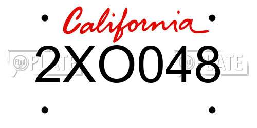 2XO048 California License Plate