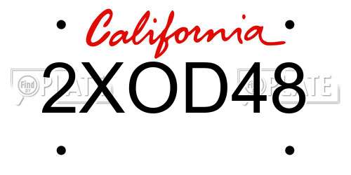 2XOD48 California License Plate