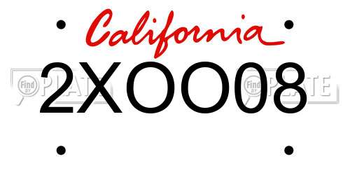 2XOO08 California License Plate