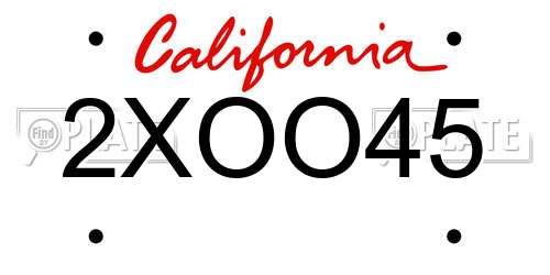 2XOO45 California License Plate