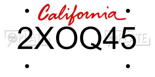 2XOQ45 California License Plate