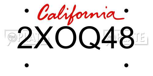 2XOQ48 California License Plate