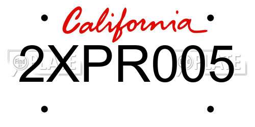 2XPR005 California License Plate