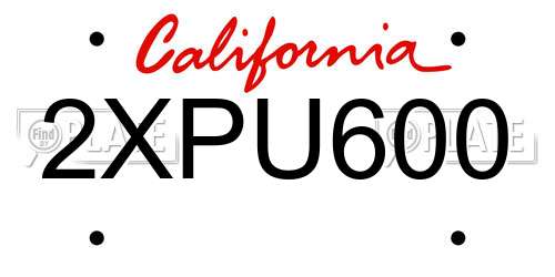 2XPU600 California License Plate