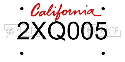 2XQ005 California License Plate