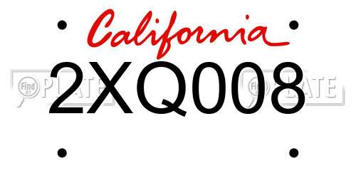 2XQ008 California License Plate