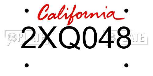 2XQ048 California License Plate