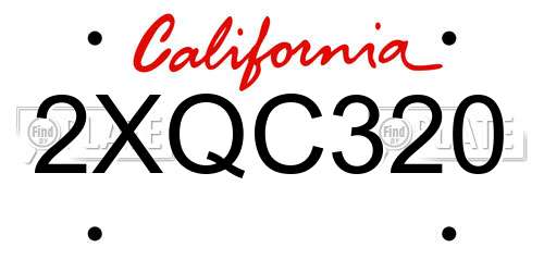 2XQC320 California License Plate