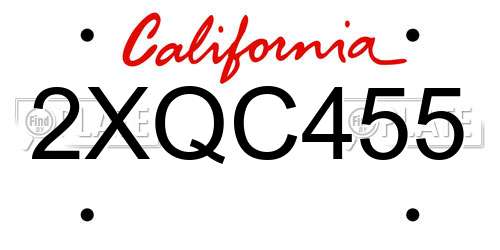 2XQC455 California License Plate