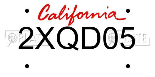 2XQD05 California License Plate