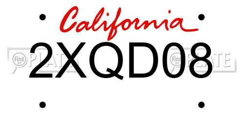 2XQD08 California License Plate