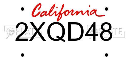 2XQD48 California License Plate
