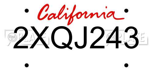 2XQJ243 California License Plate