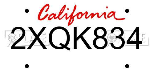 2XQK834 California License Plate