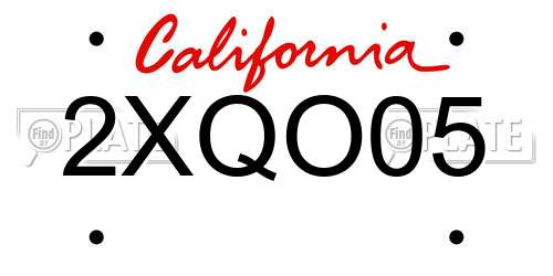 2XQO05 California License Plate