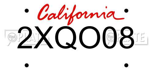 2XQO08 California License Plate
