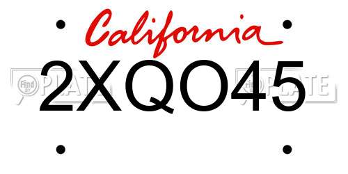 2XQO45 California License Plate