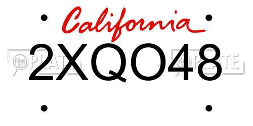 2XQO48 California License Plate