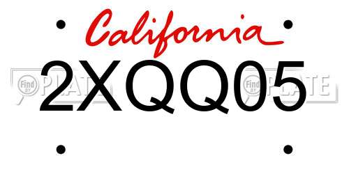 2XQQ05 California License Plate
