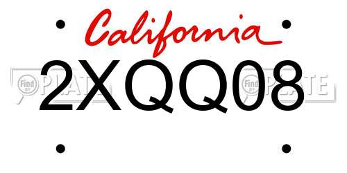 2XQQ08 California License Plate