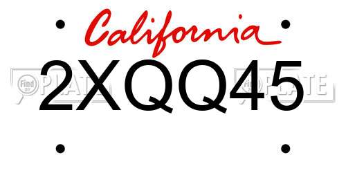2XQQ45 California License Plate