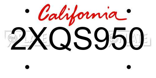 2XQS950 California License Plate