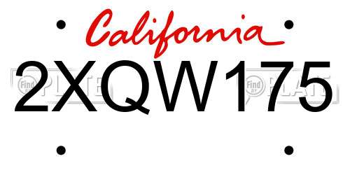 2XQW175 California License Plate