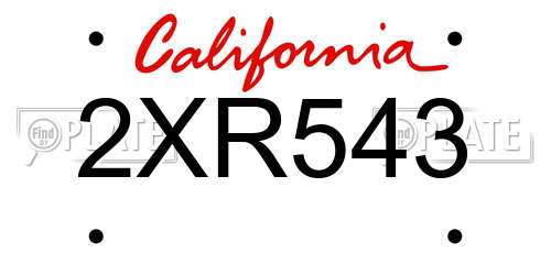 2XR543 California License Plate