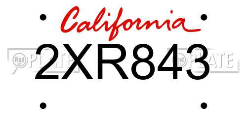 2XR843 California License Plate