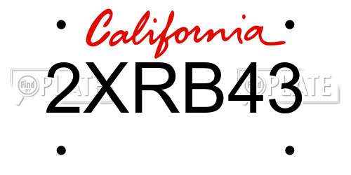 2XRB43 California License Plate