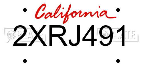 2XRJ491 California License Plate
