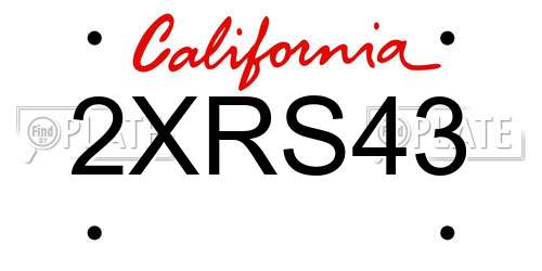 2XRS43 California License Plate