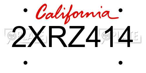 2XRZ414 California License Plate