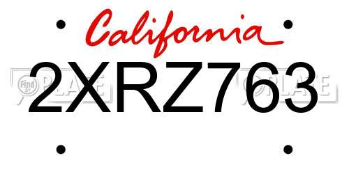 2XRZ763 California License Plate