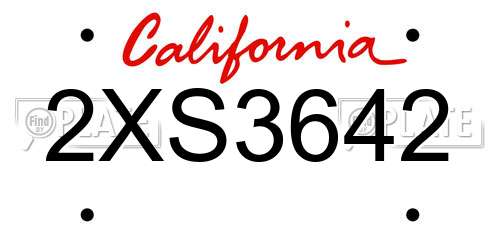 2XS3642 California License Plate