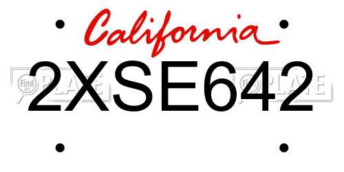 2XSE642 California License Plate