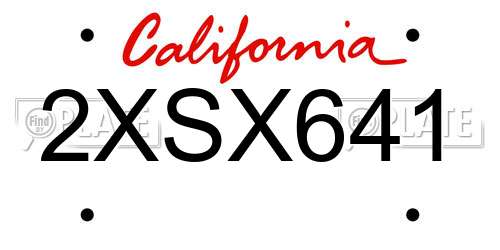 2XSX641 California License Plate