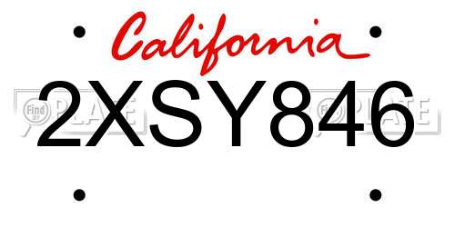 2XSY846 California License Plate