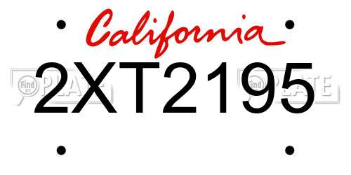 2XT2195 California License Plate