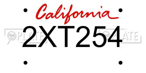 2XT254 California License Plate