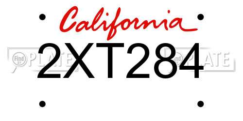 2XT284 California License Plate