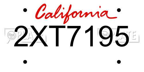 2XT7195 California License Plate