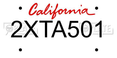 2XTA501 California License Plate