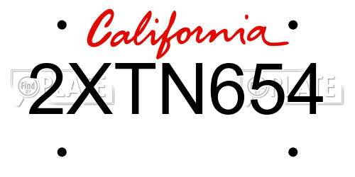 2XTN654 California License Plate
