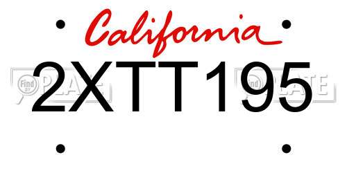 2XTT195 California License Plate